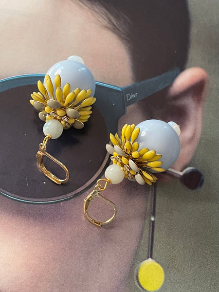 Orecchini navicella grande a fiore tridimensionale