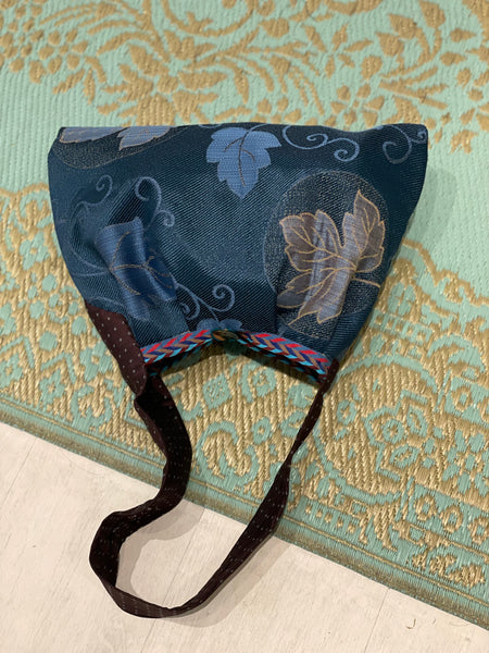 Borsa grande in tessuto blu con manico a cravatta