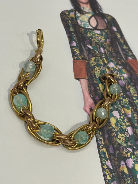 Bracciale in maglia incastonata e pietre in agata sfaccettata