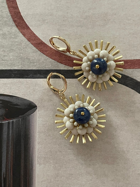 Orecchini raggiera e fiore smaltato