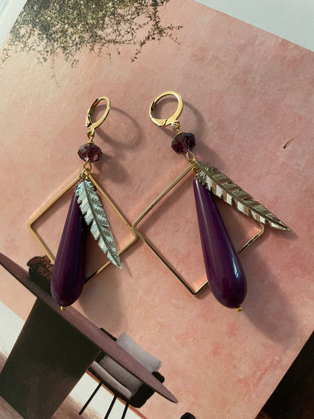 Orecchini rombo, goccia e foglia