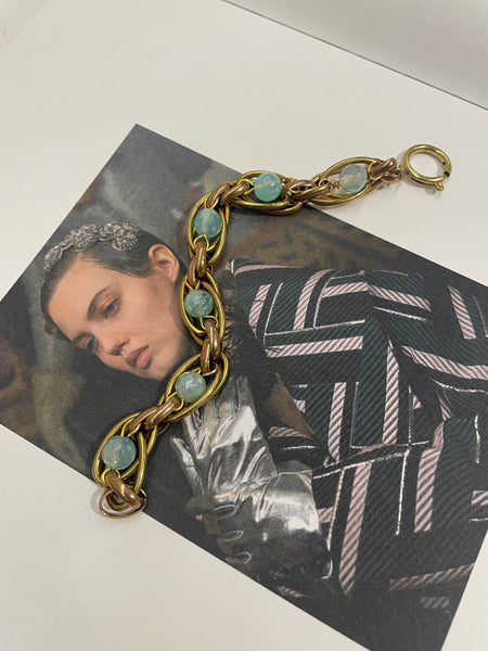 Bracciale in maglia incastonata e pietre in agata sfaccettata
