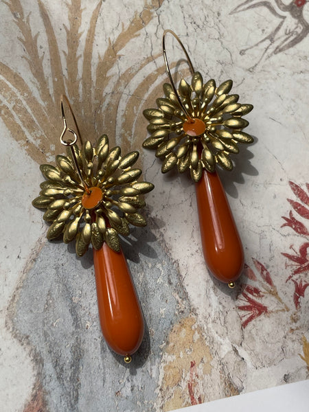 Orecchini fiore zig zag e goccia