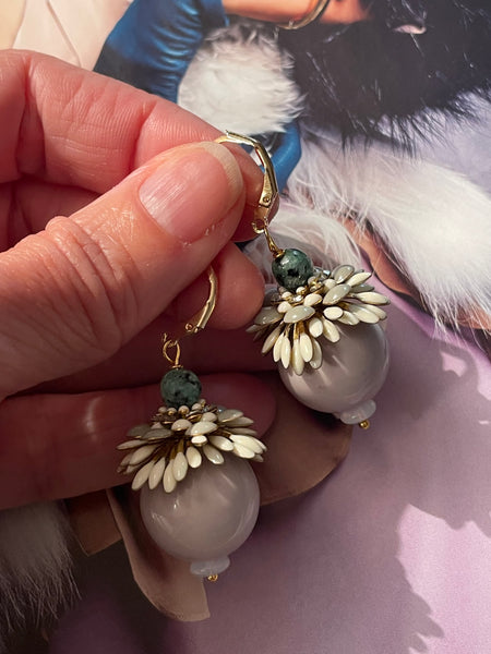 Orecchini navicella grande a fiore tridimensionale