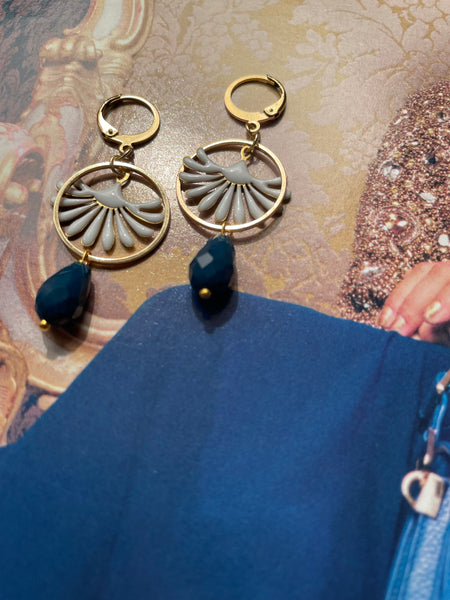 Orecchini goccia in vetro, cerchio e fontanella