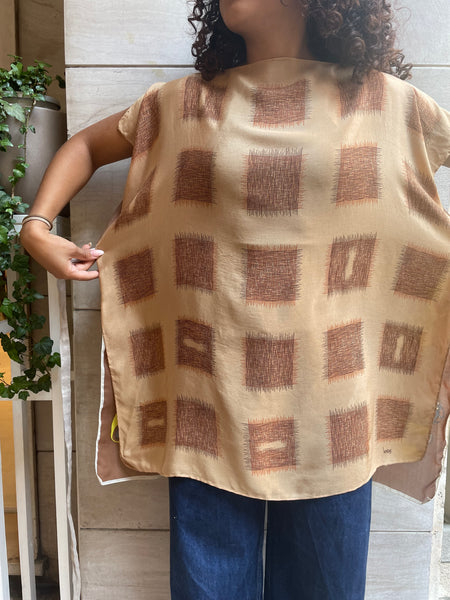 Top foulard beige e giallo