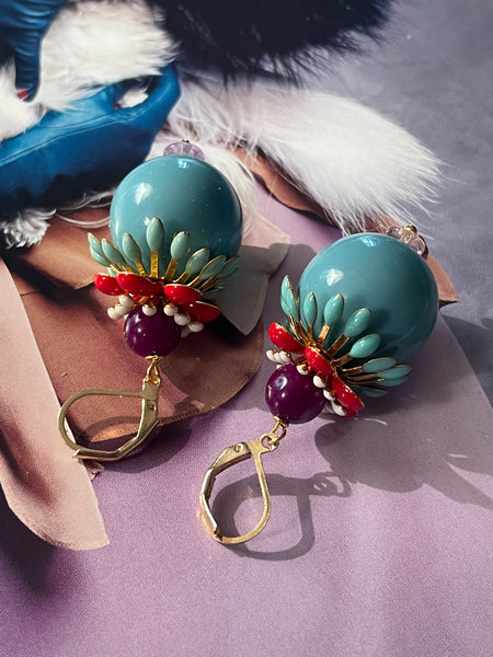 Orecchini navicella grande a fiore tridimensionale