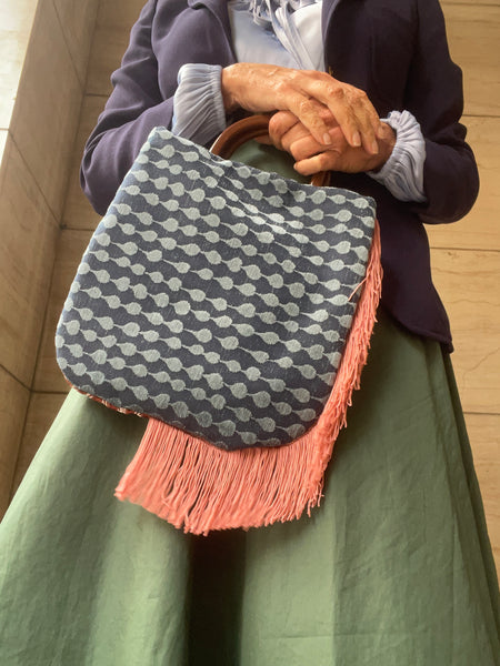 Borsa Charleston blu e rosso mattone