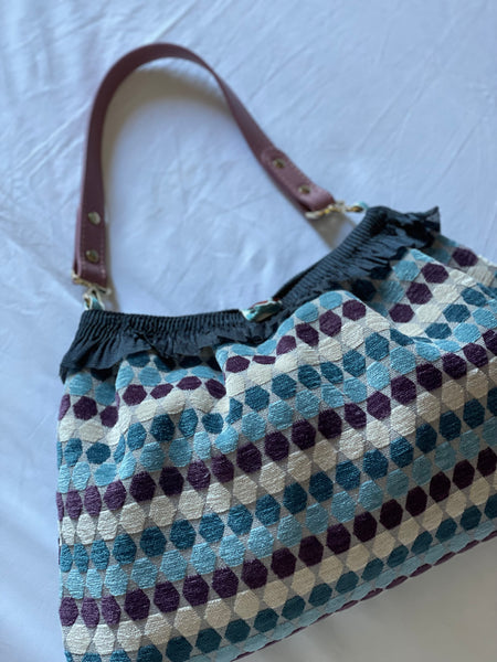 Borsa grande in velluto a disegni