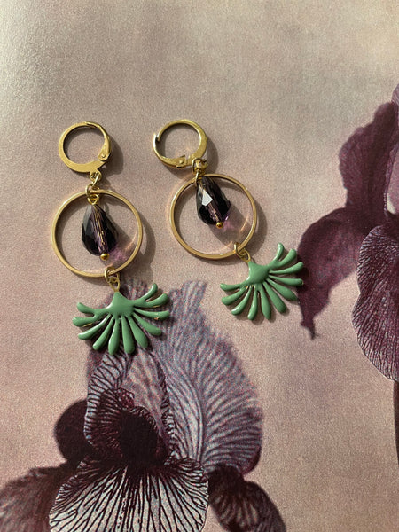 Orecchini goccia in vetro, cerchio e fontanella