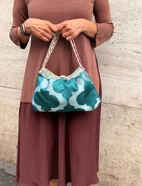 Borsa media in tessuto color pavone