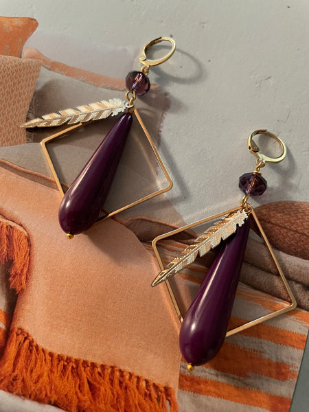 Orecchini rombo, goccia e foglia