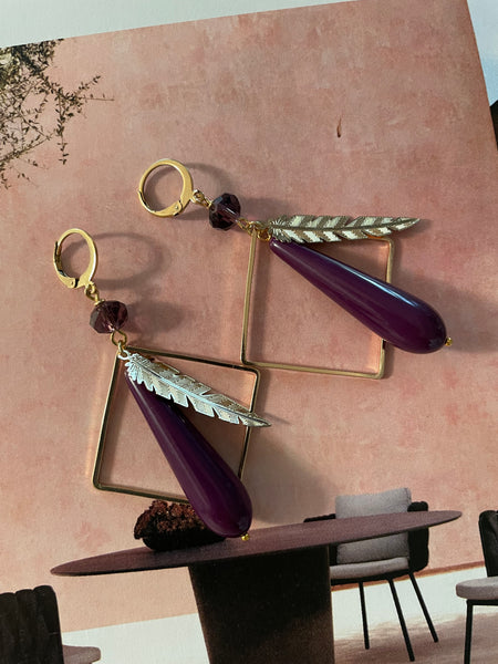 Orecchini rombo, goccia e foglia