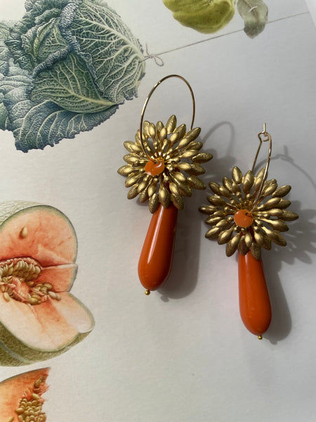 Orecchini fiore zig zag e goccia