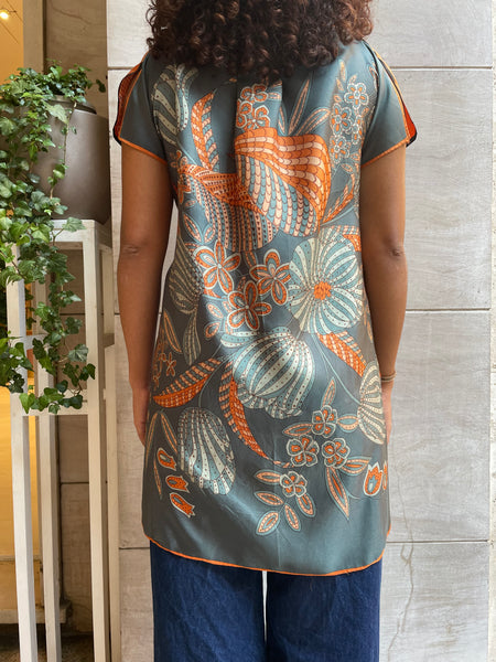 Top foulard arancio e verde
