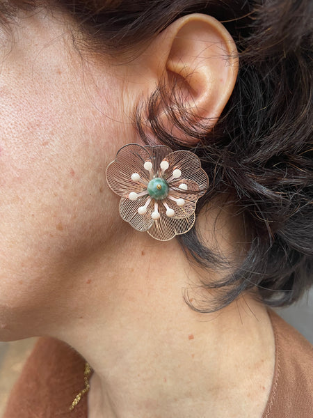 Orecchini a lobo fiore in filigrana