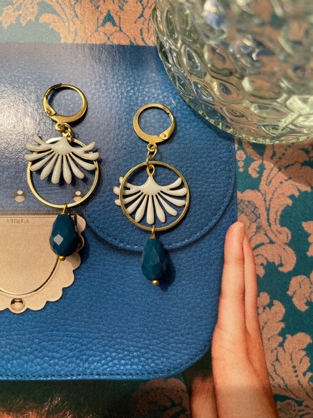 Orecchini goccia in vetro, cerchio e fontanella