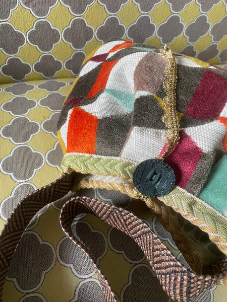 Borsa grande in velluto multicolore
