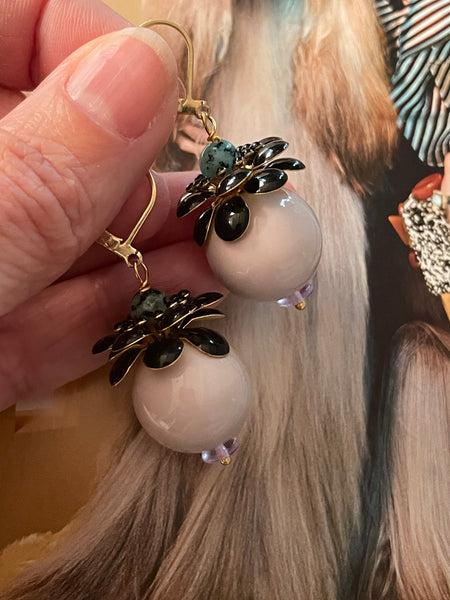 Orecchini navicella grande a fiore tridimensionale