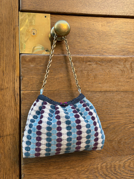 Borsa media in tessuto di velluto ad esagono colorati