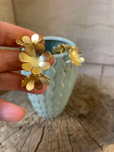 Orecchini cerchio di fiori dorati
