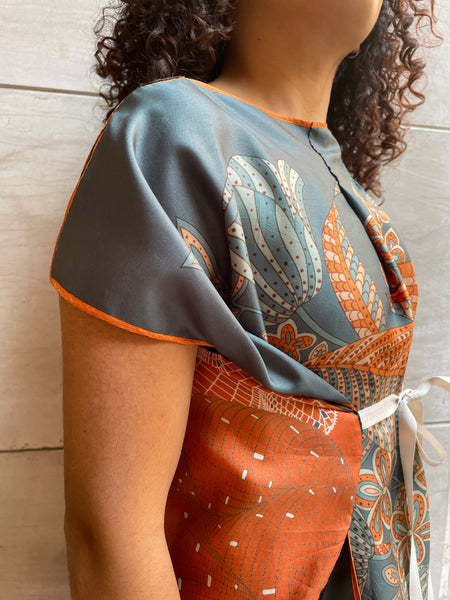 Top foulard arancio e verde