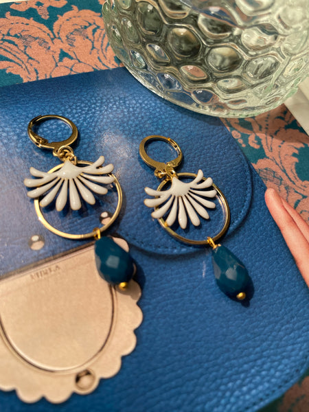 Orecchini goccia in vetro, cerchio e fontanella