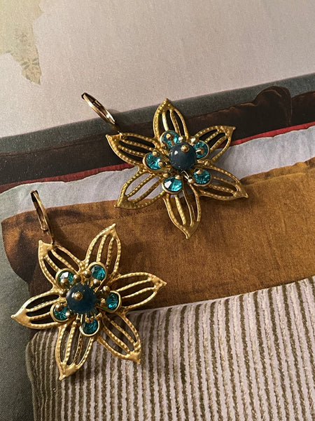 Orecchini fiore filigrana e fiore smaltato