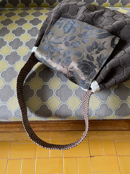 Borsa grande in velluto castagna