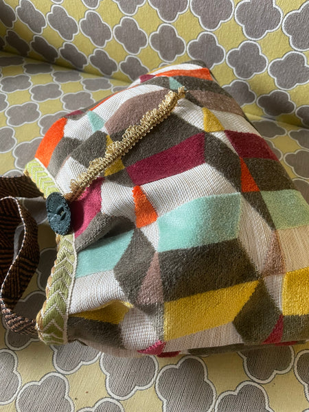 Borsa grande in velluto multicolore