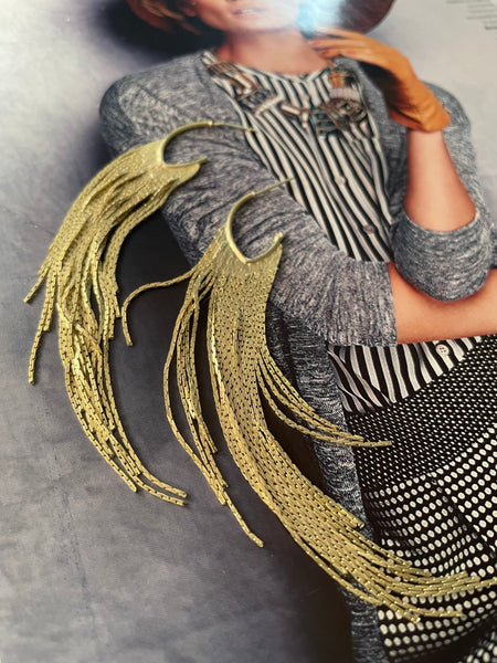 Orecchini Frangia Dorata lunga