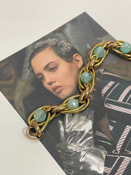 Bracciale in maglia incastonata e pietre in agata sfaccettata