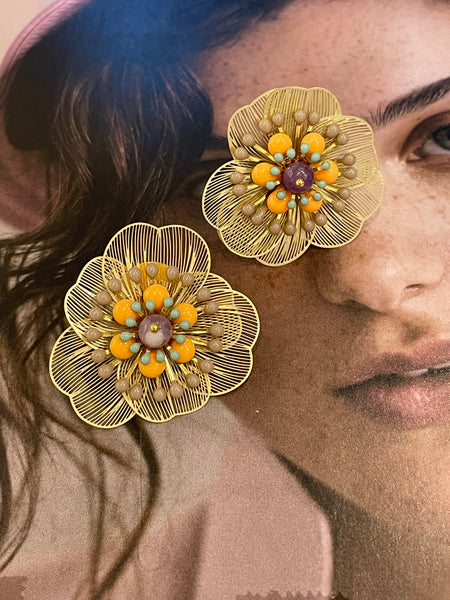 Orecchini a lobo fiore in filigrana