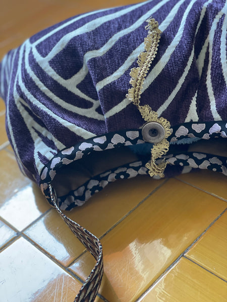 Borsa grande in velluto a onde color prugna