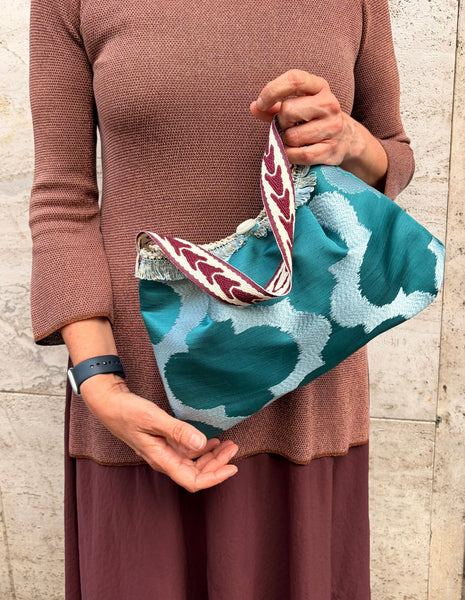 Borsa media in tessuto color pavone