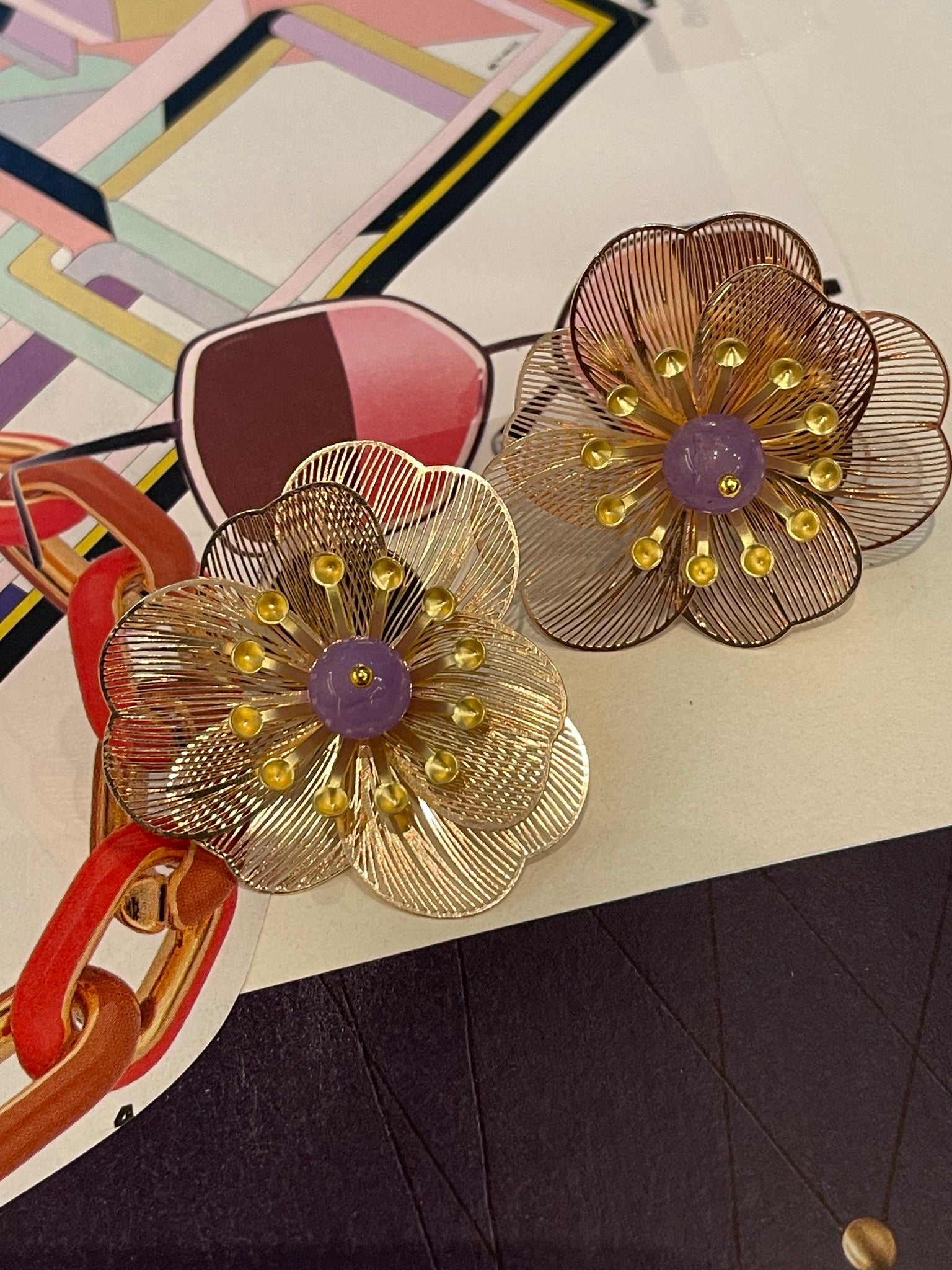 Orecchini a lobo fiore in filigrana