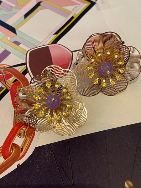 Orecchini a lobo fiore in filigrana