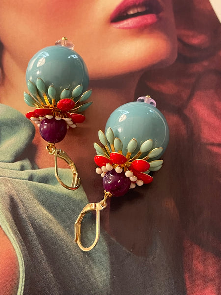 Orecchini navicella grande a fiore tridimensionale