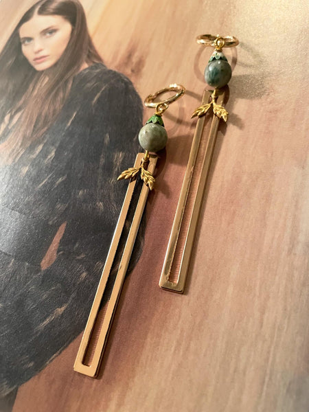 Orecchini rettangolo vuoto e foglioline