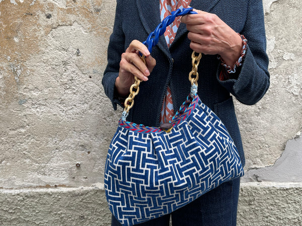 Borsa grande bluette geometrico