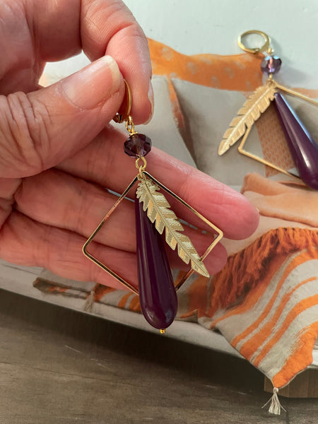 Orecchini rombo, goccia e foglia