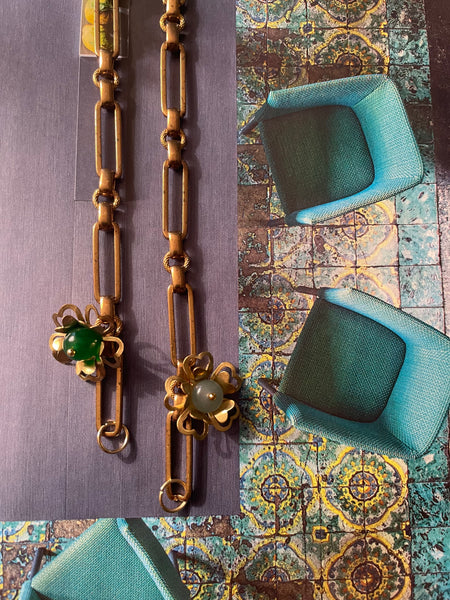 Bracciale a maglia rettangolare e fiore