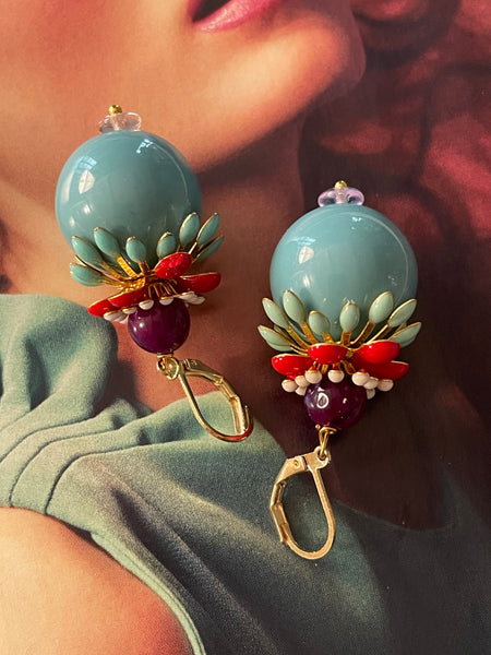 Orecchini navicella grande a fiore tridimensionale