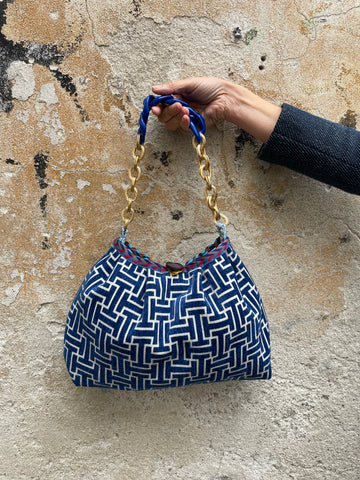 Borsa grande bluette geometrico