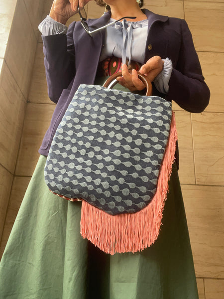 Borsa Charleston blu e rosso mattone