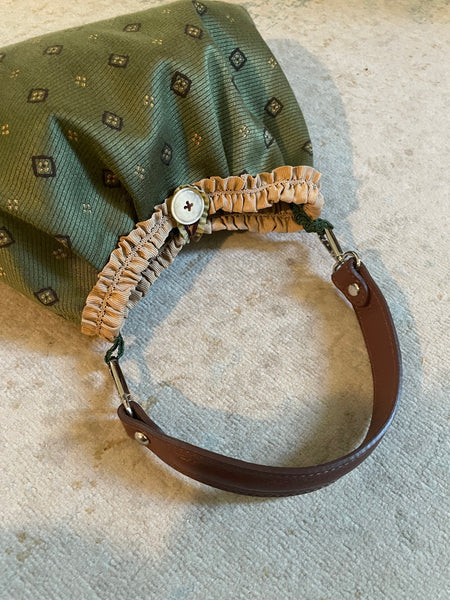 Borsa media in tessuto verde militare cravatta