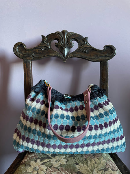 Borsa grande in velluto a disegni