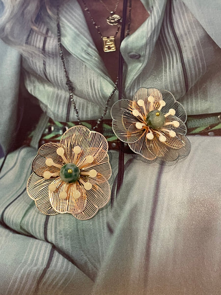 Orecchini a lobo fiore in filigrana