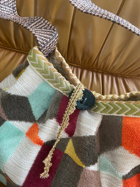 Borsa grande in velluto multicolore