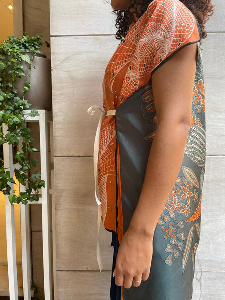 Top foulard arancio e verde
